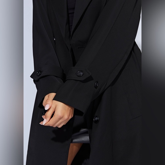 Meshki Kelly Super Oversized Trench Coat in Black Long Jacket - Picture 8 of 11